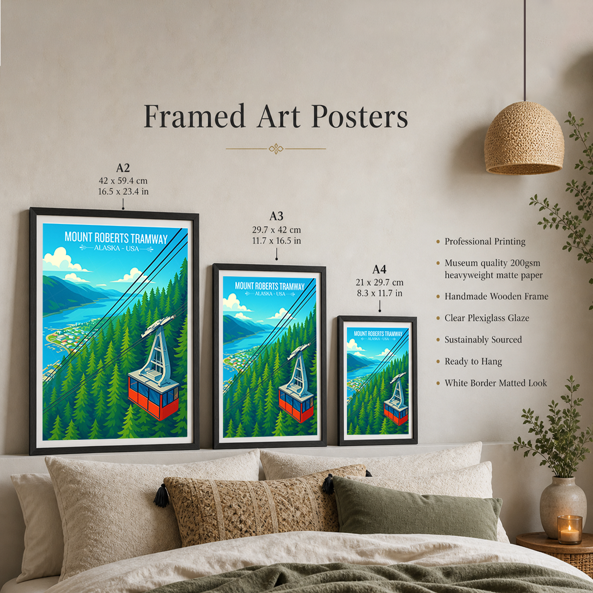 Mount Roberts Tramway - Alaska - Travel Poster Print Modern Style Wall Art