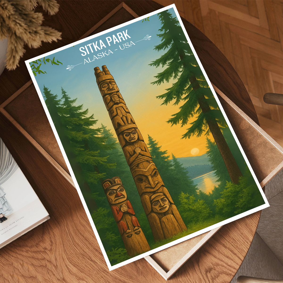 Sitka Park - Alaska - Travel Poster Print Modern Style Wall Art