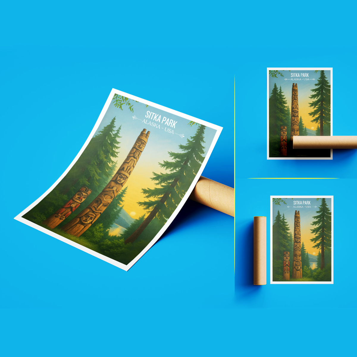 Sitka Park - Alaska - Travel Poster Print Modern Style Wall Art