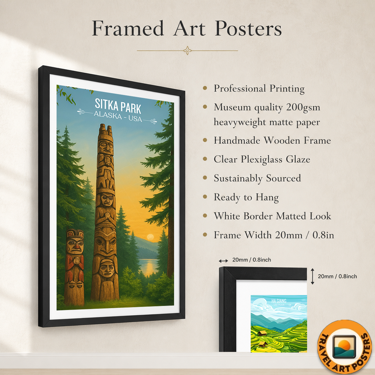 Sitka Park - Alaska - Travel Poster Print Modern Style Wall Art