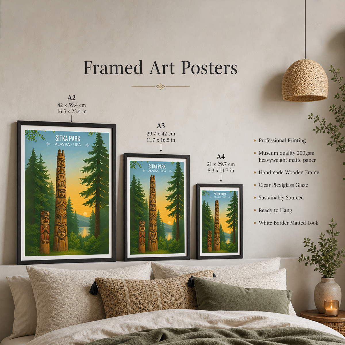 Sitka Park - Alaska - Travel Poster Print Modern Style Wall Art