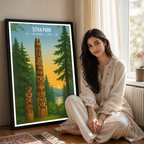 Sitka Park - Alaska - Travel Poster Print Modern Style Wall Art