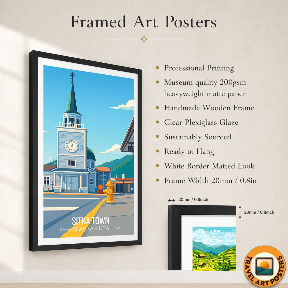 Sitka Town - Alaska - Travel Poster Print Modern Style Wall Art