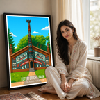 Totem Bight Park - Alaska - Travel Poster Print Modern Style Wall Art
