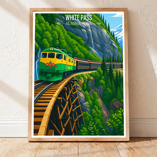 White Pass - Alaska - Travel Poster Print Modern Style Wall Art - Art Print - Travel Art Poster