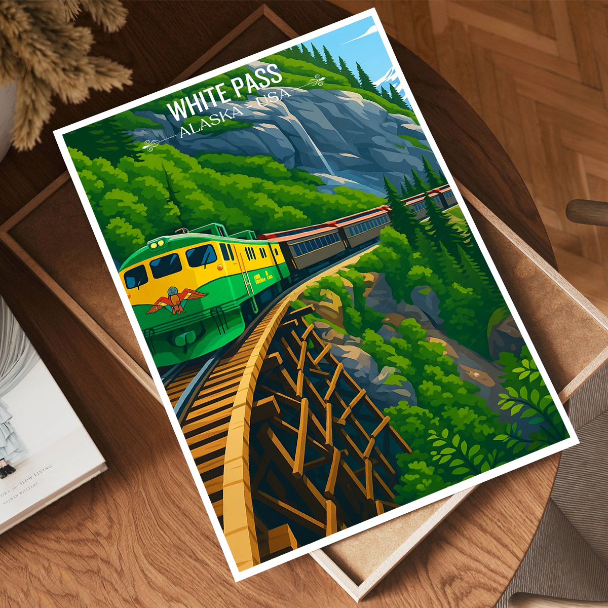 White Pass - Alaska - Travel Poster Print Modern Style Wall Art