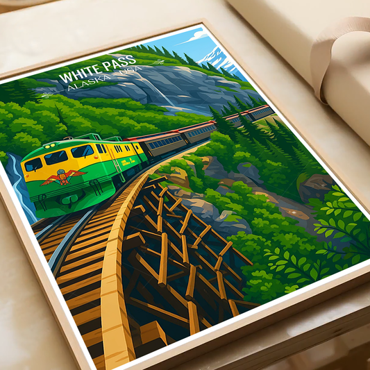 White Pass - Alaska - Travel Poster Print Modern Style Wall Art - Art Print - Travel Art Poster