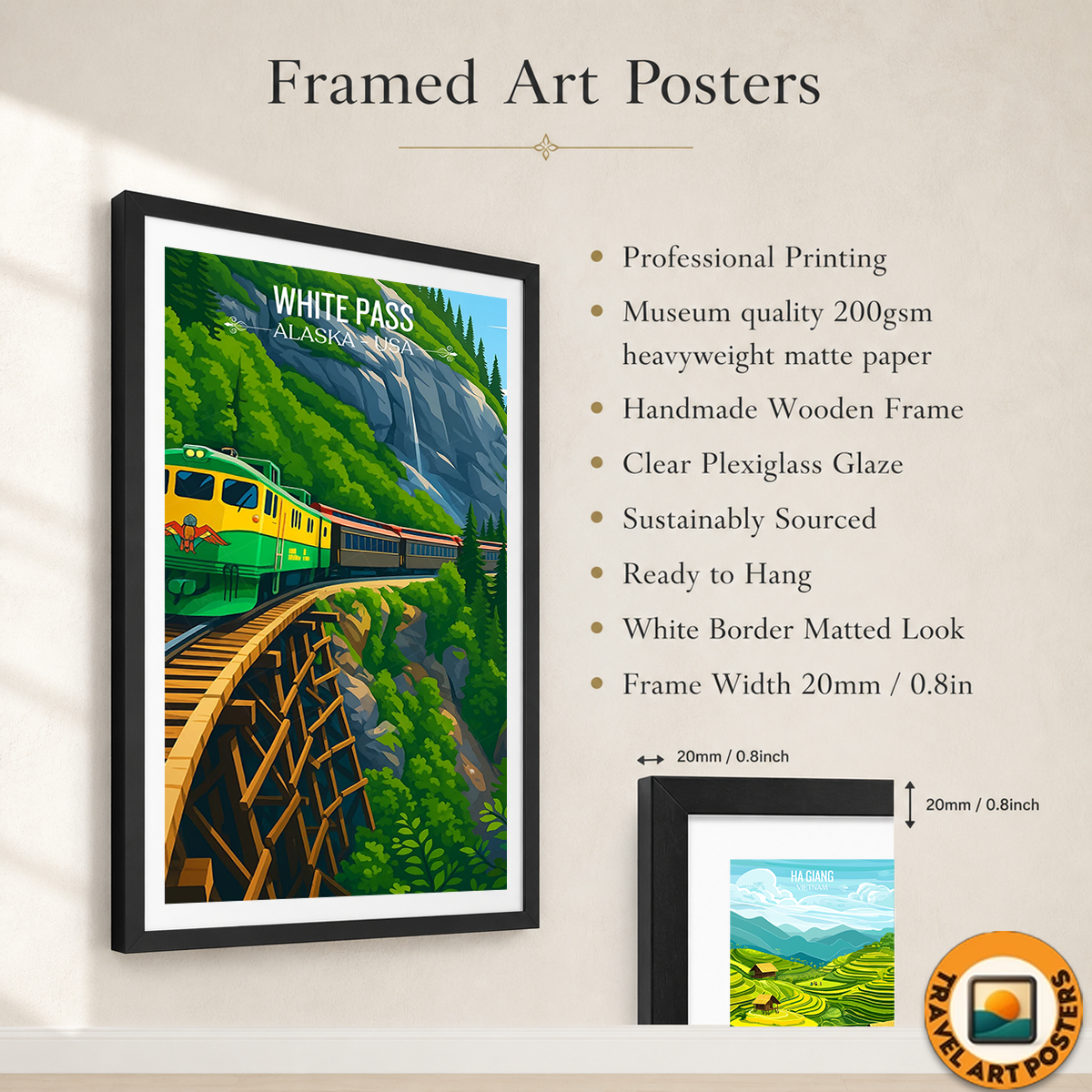 White Pass - Alaska - Travel Poster Print Modern Style Wall Art