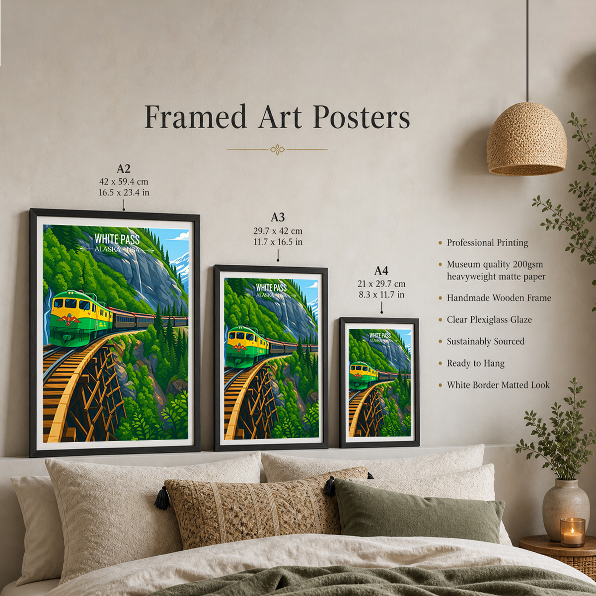 White Pass - Alaska - Travel Poster Print Modern Style Wall Art