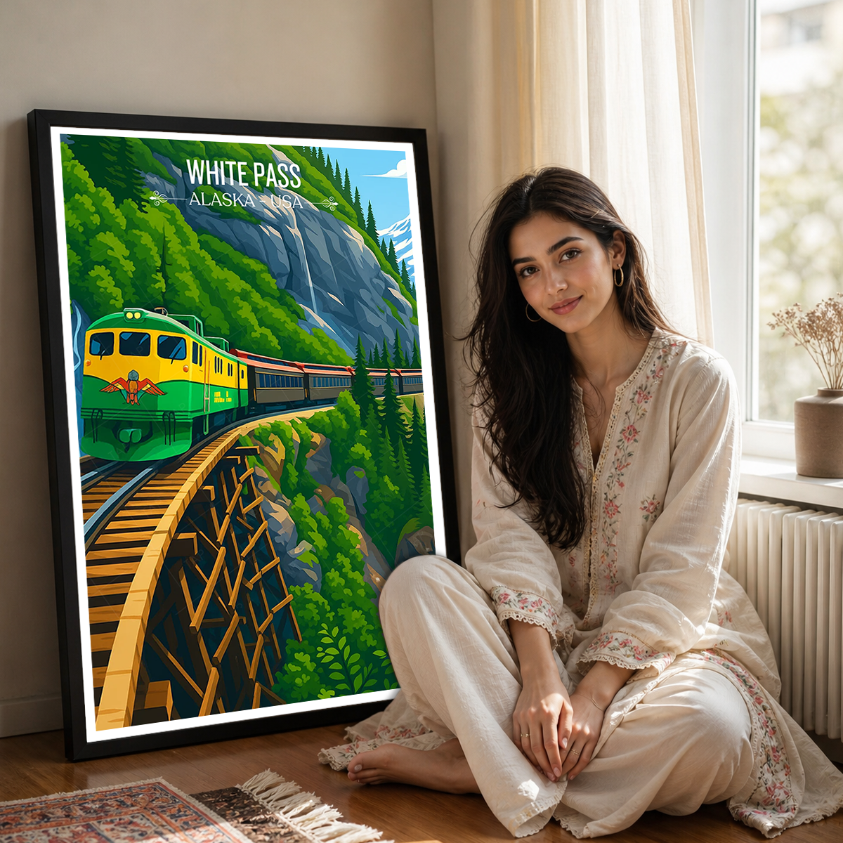 White Pass - Alaska - Travel Poster Print Modern Style Wall Art
