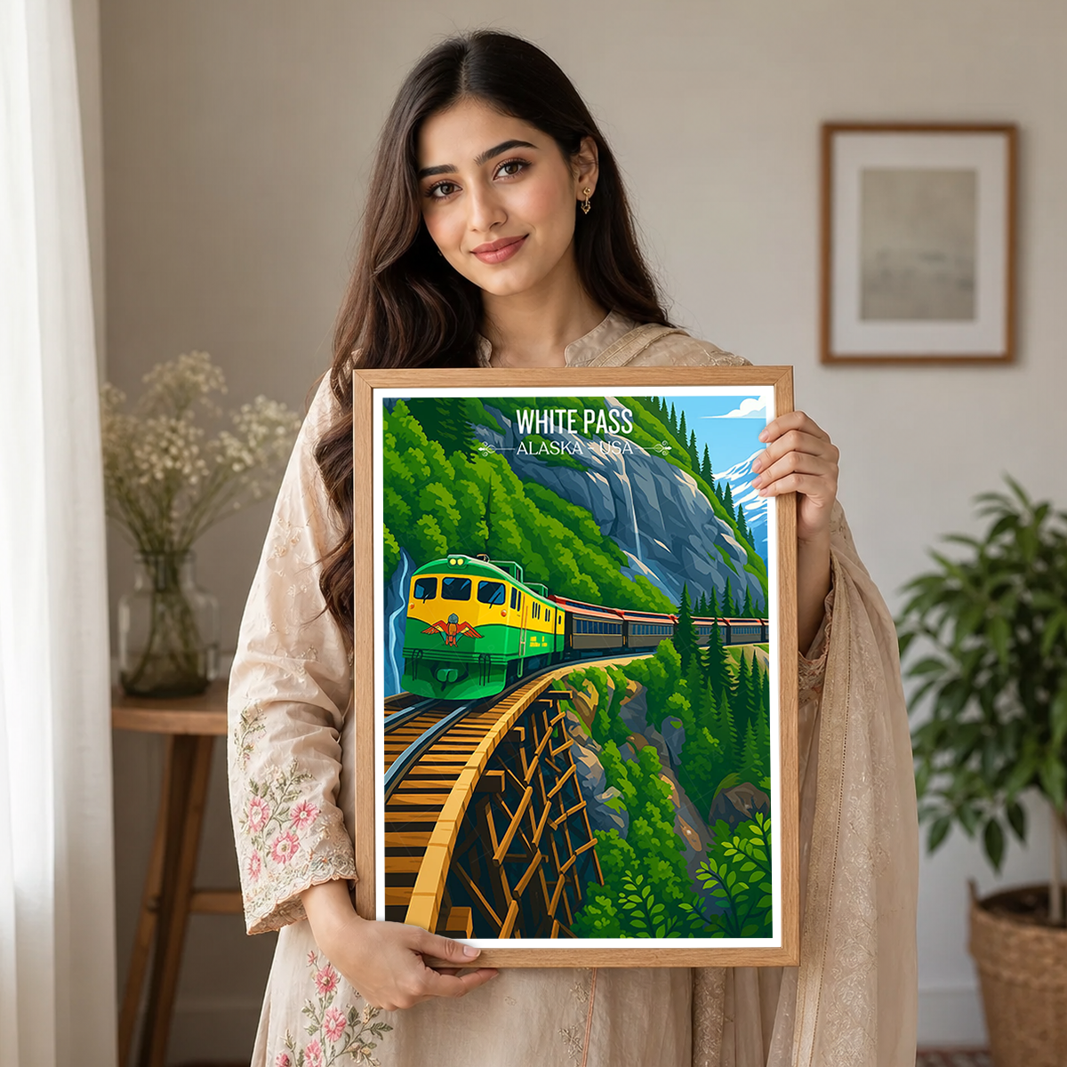 White Pass - Alaska - Travel Poster Print Modern Style Wall Art