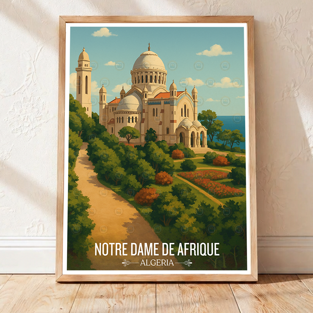 Notre Dame De Afrique - Algeria - Travel Poster Vintage Style Wall Art Print - Art Print - Travel Art Poster
