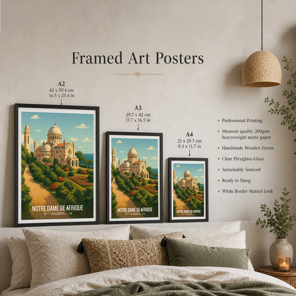 Notre Dame De Afrique - Algeria - Travel Poster Vintage Style Wall Art Print - Art Print - Travel Art Poster