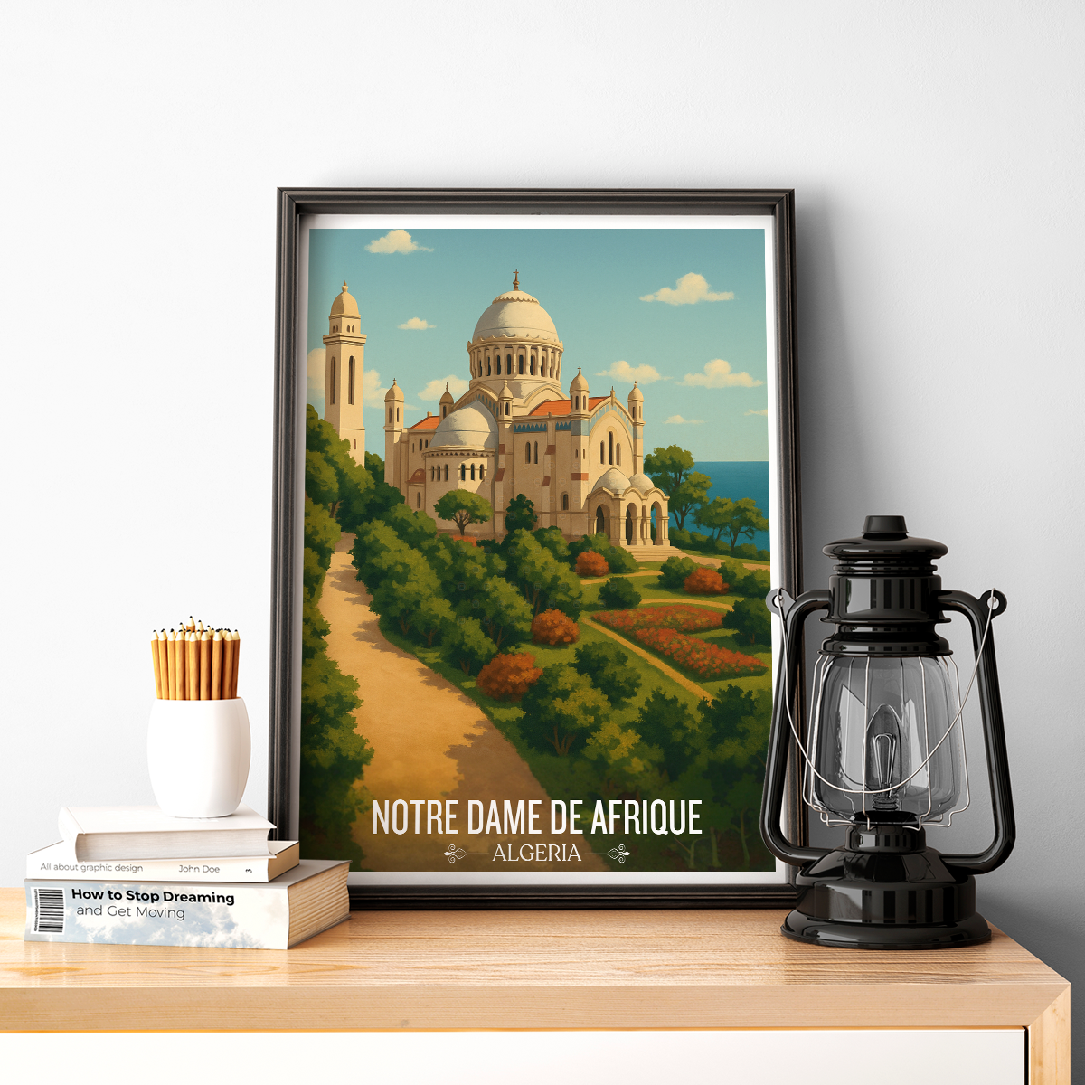 Notre Dame De Afrique - Algeria - Travel Poster Vintage Style Wall Art Print - Art Print - Travel Art Poster