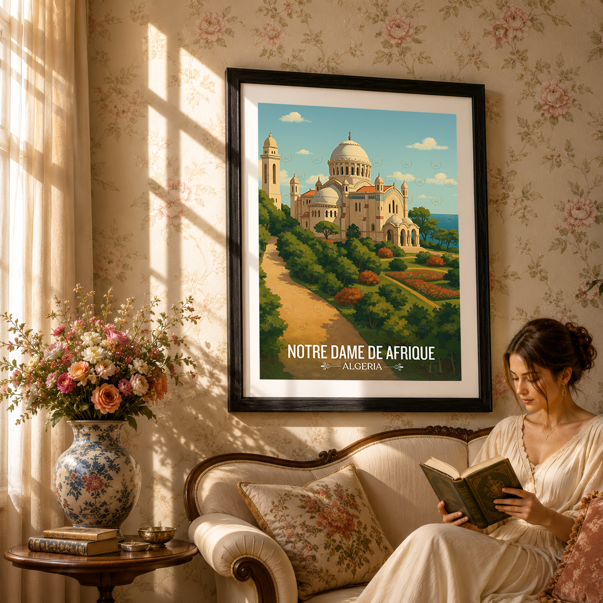 Notre Dame De Afrique - Algeria - Travel Poster Vintage Style Wall Art Print - Art Print - Travel Art Poster