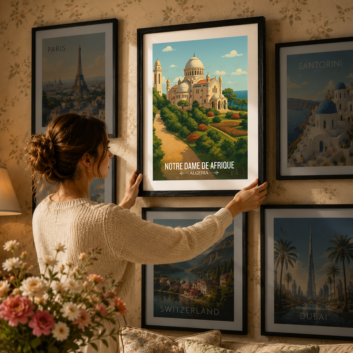 Notre Dame De Afrique - Algeria - Travel Poster Vintage Style Wall Art Print - Art Print - Travel Art Poster