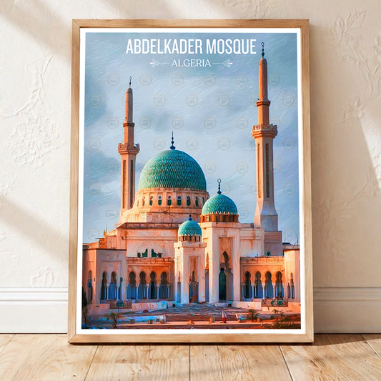 Abdelkader Mosque - Algeria - Travel Poster Vintage Style Wall Art Print - Art Print - Travel Art Poster