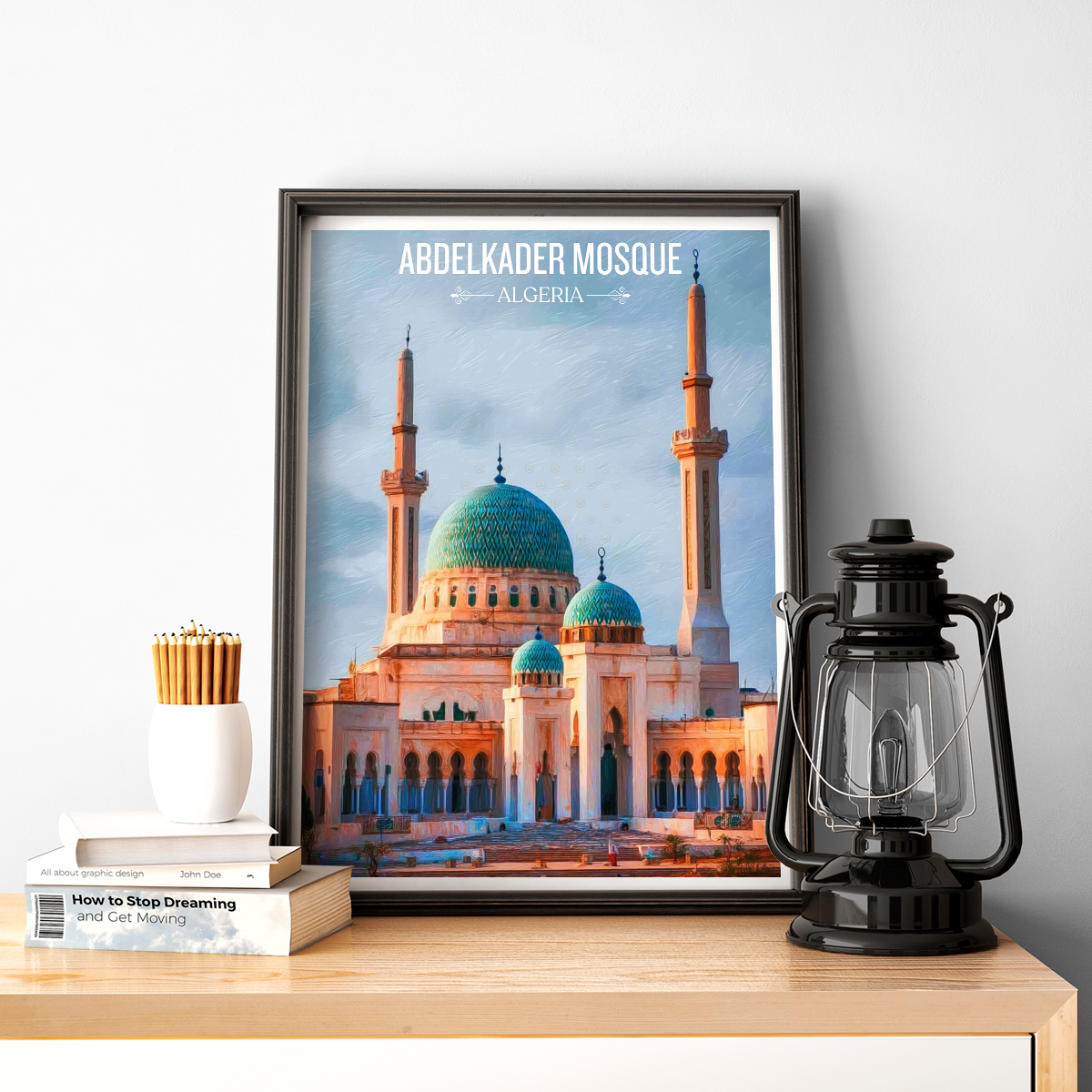 Abdelkader Mosque - Algeria - Travel Poster Vintage Style Wall Art Print - Art Print - Travel Art Poster