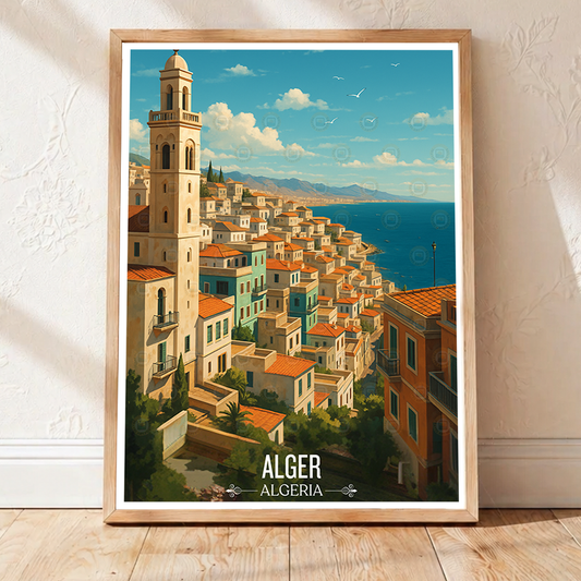 Alger - Algeria - Travel Poster Vintage Style Wall Art Print - Art Print - Travel Art Poster