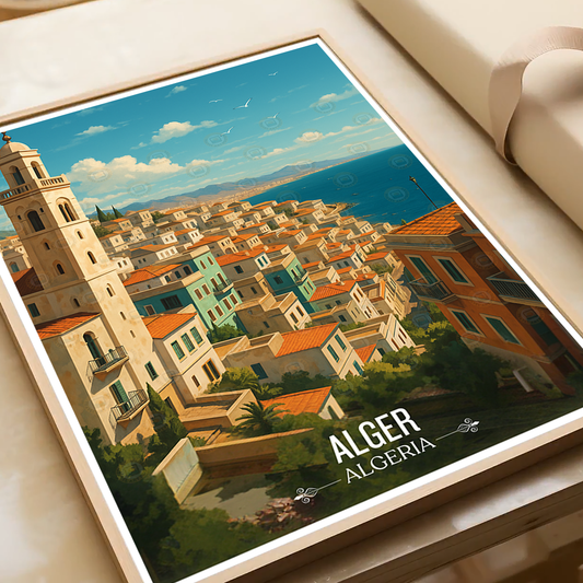 Alger - Algeria - Travel Poster Vintage Style Wall Art Print - Art Print - Travel Art Poster