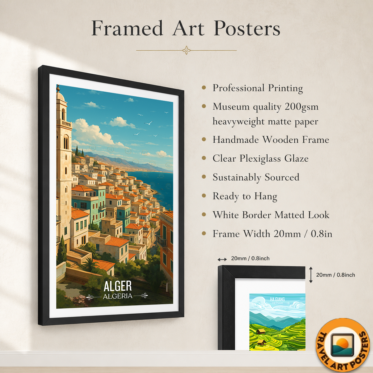 Alger - Algeria - Travel Poster Vintage Style Wall Art Print - Art Print - Travel Art Poster