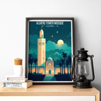 Tower Mosque - Algeria - Travel Poster Vintage Style Wall Art Print - Art Print - Travel Art Poster