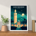 Tower Mosque - Algeria - Travel Poster Vintage Style Wall Art Print - Art Print - Travel Art Poster