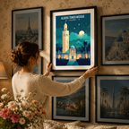 Tower Mosque - Algeria - Travel Poster Vintage Style Wall Art Print - Art Print - Travel Art Poster