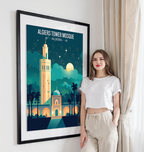 Tower Mosque - Algeria - Travel Poster Vintage Style Wall Art Print - Art Print - Travel Art Poster