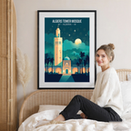Tower Mosque - Algeria - Travel Poster Vintage Style Wall Art Print - Art Print - Travel Art Poster
