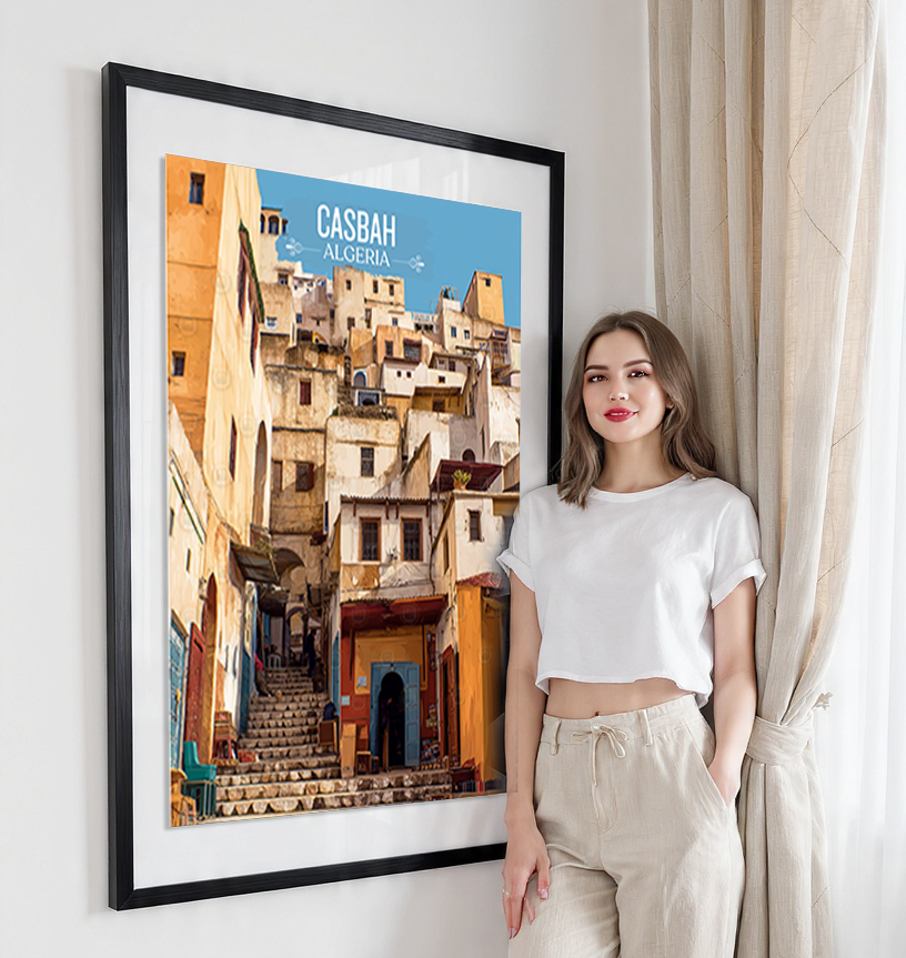 Casbah - Algeria - Travel Poster Vintage Style Wall Art Print - Art Print - Travel Art Poster