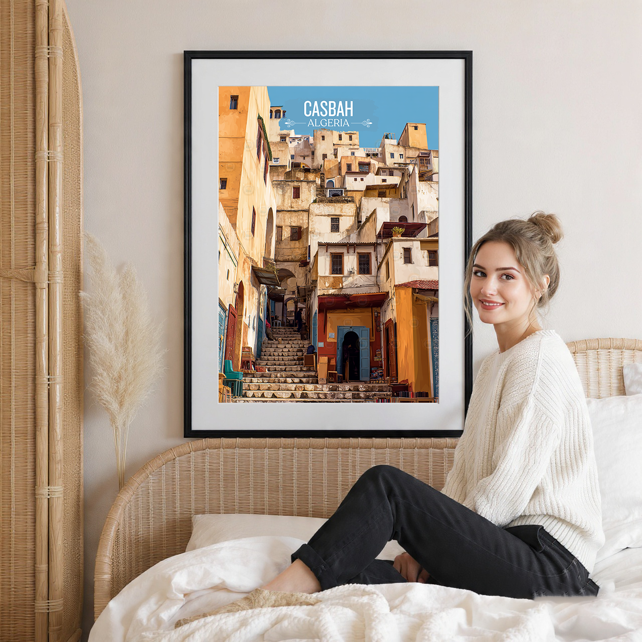 Casbah - Algeria - Travel Poster Vintage Style Wall Art Print - Art Print - Travel Art Poster