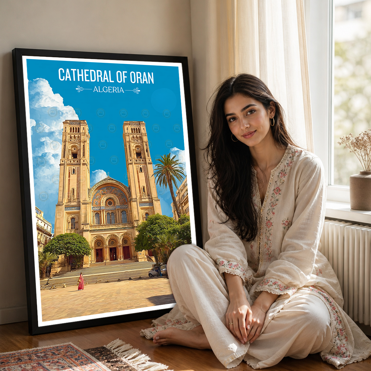 Cathedral of Oran - Algeria - Travel Poster Vintage Style Wall Art Print - Art Print - Travel Art Poster