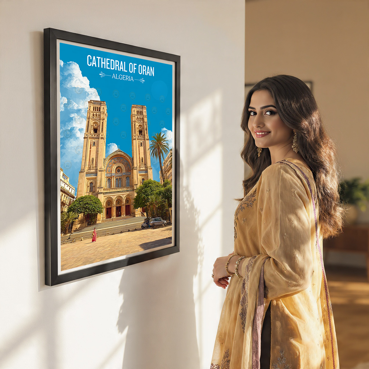 Cathedral of Oran - Algeria - Travel Poster Vintage Style Wall Art Print - Art Print - Travel Art Poster