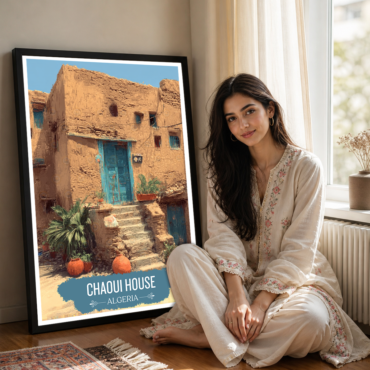 Chaoui House - Algeria - Travel Poster Vintage Style Wall Art Print - Art Print - Travel Art Poster