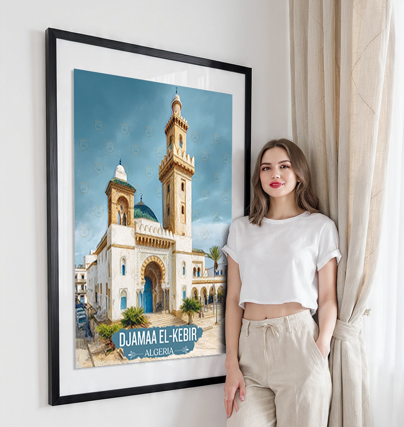 Djamaa el-Kebir - Algeria - Travel Poster Vintage Style Wall Art Print - Art Print - Travel Art Poster