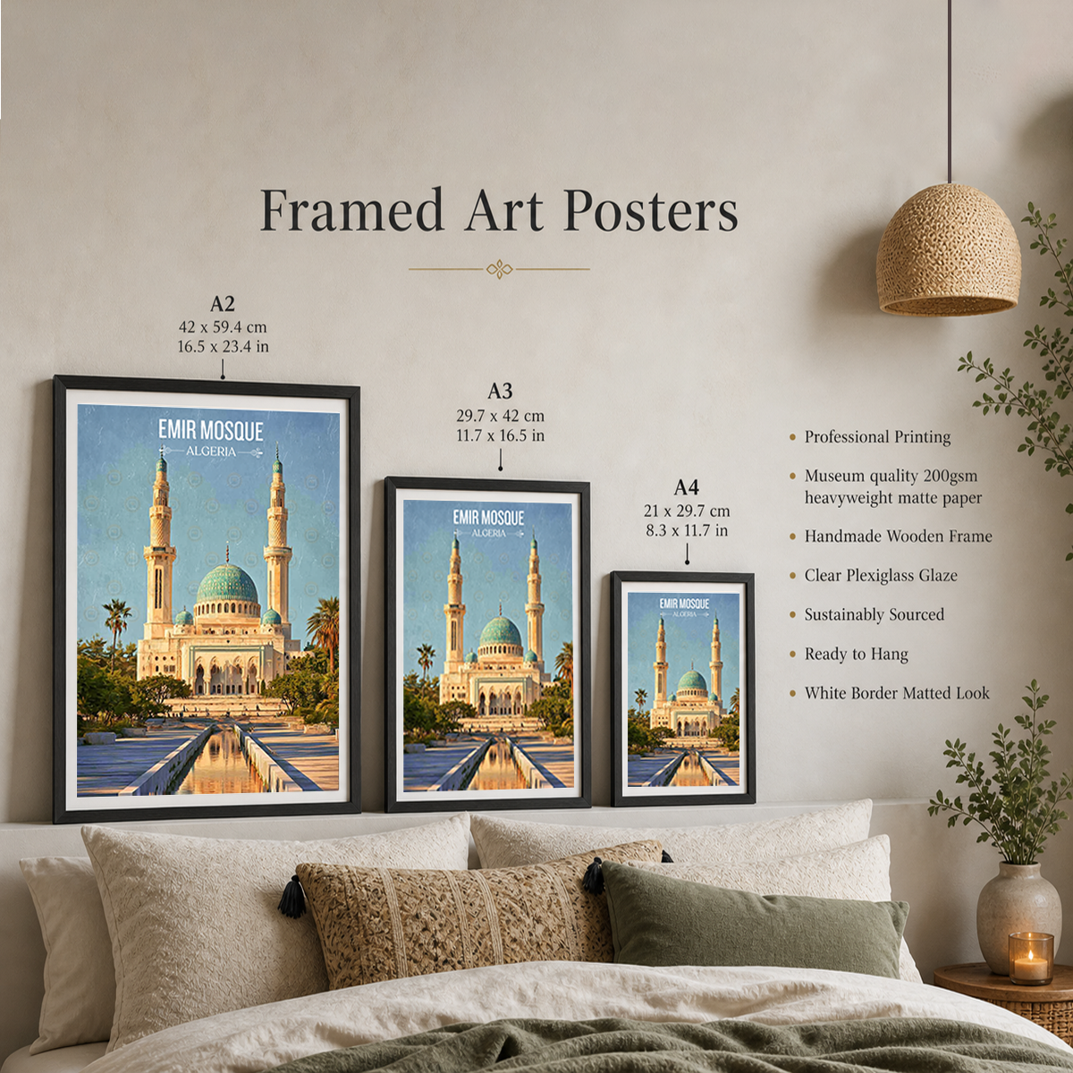 Emir Mosque - Algeria - Travel Poster Vintage Style Wall Art Print - Art Print - Travel Art Poster