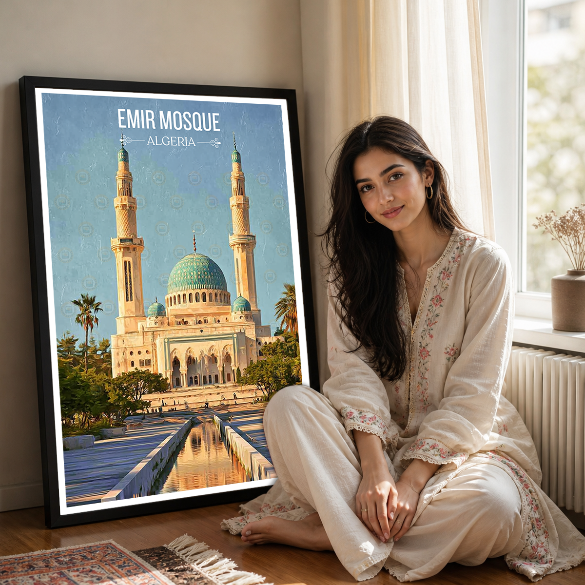Emir Mosque - Algeria - Travel Poster Vintage Style Wall Art Print - Art Print - Travel Art Poster