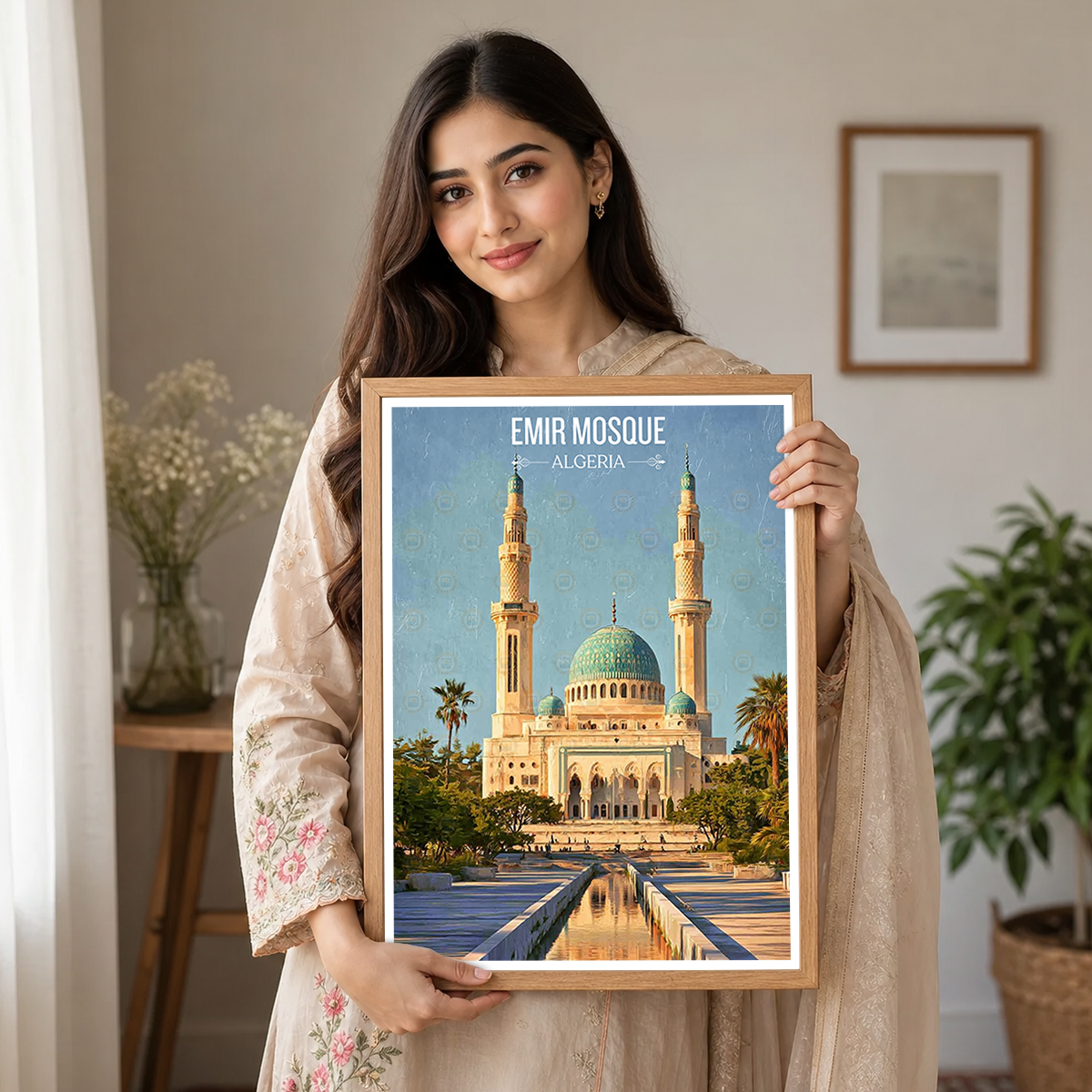 Emir Mosque - Algeria - Travel Poster Vintage Style Wall Art Print - Art Print - Travel Art Poster