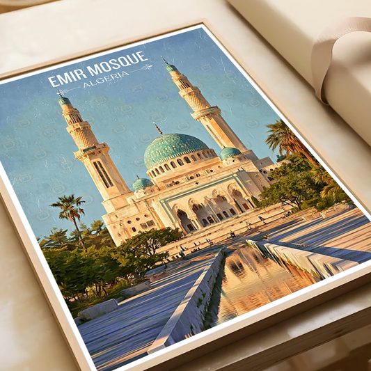 Emir Mosque - Algeria - Travel Poster Vintage Style Wall Art Print - Art Print - Travel Art Poster