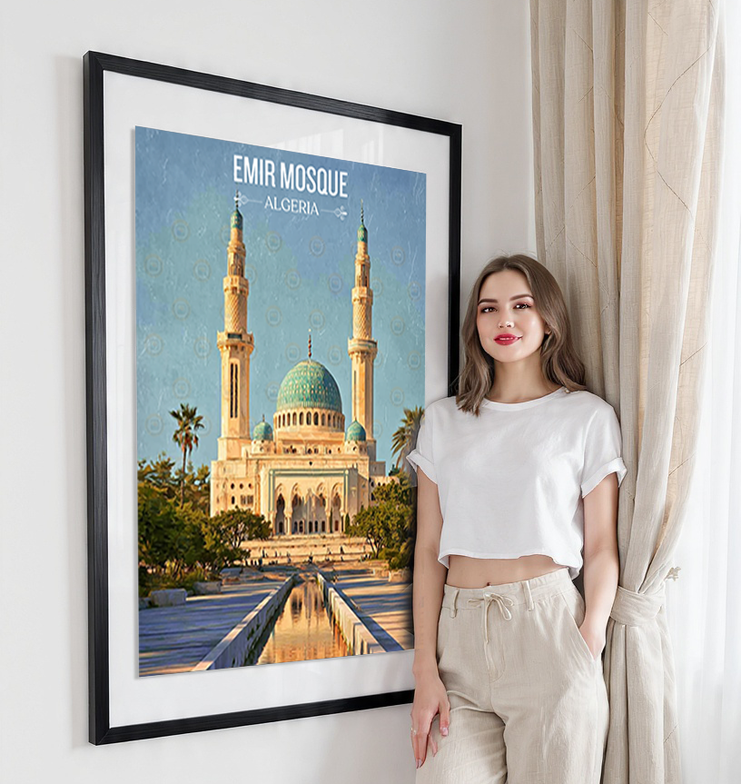 Emir Mosque - Algeria - Travel Poster Vintage Style Wall Art Print - Art Print - Travel Art Poster