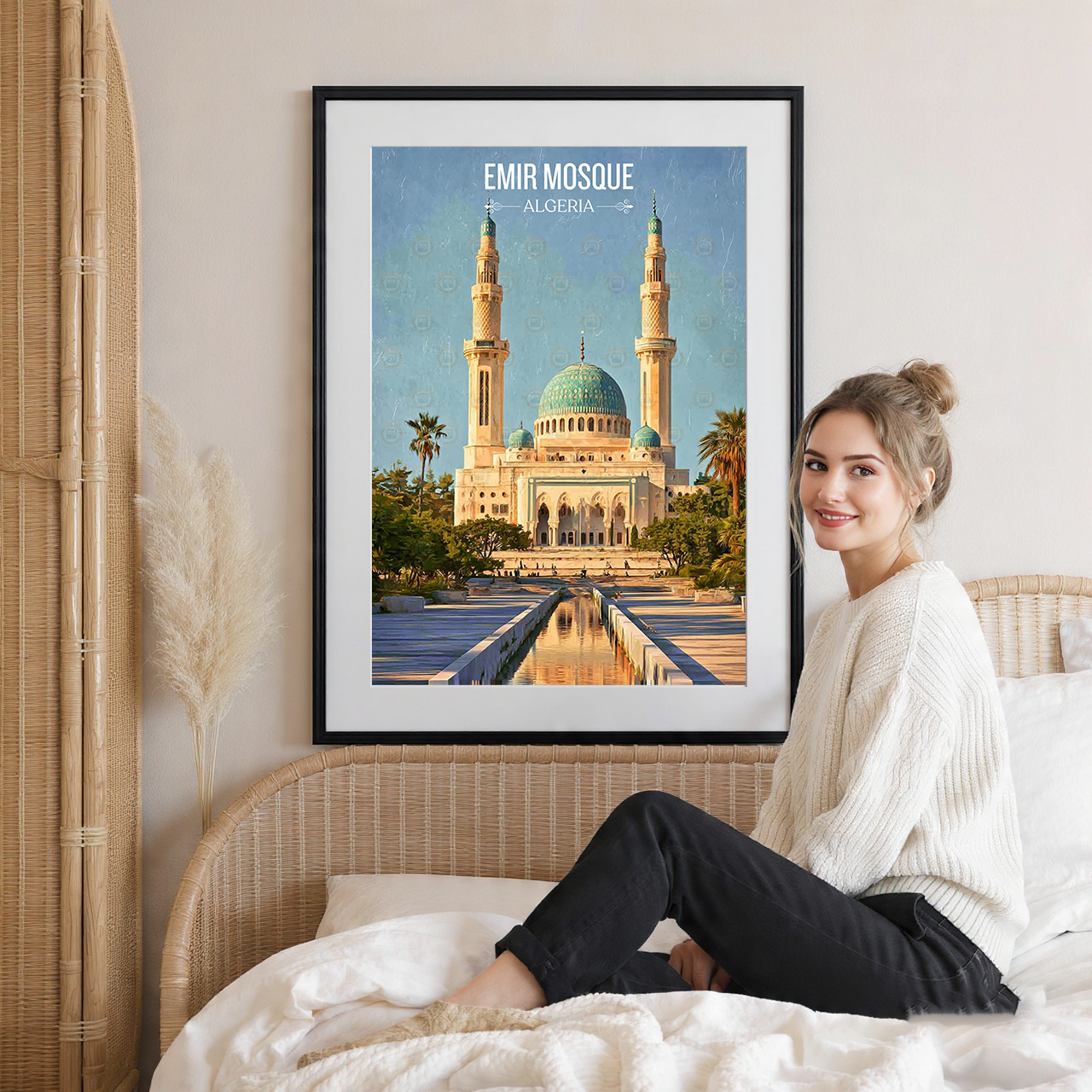 Emir Mosque - Algeria - Travel Poster Vintage Style Wall Art Print - Art Print - Travel Art Poster