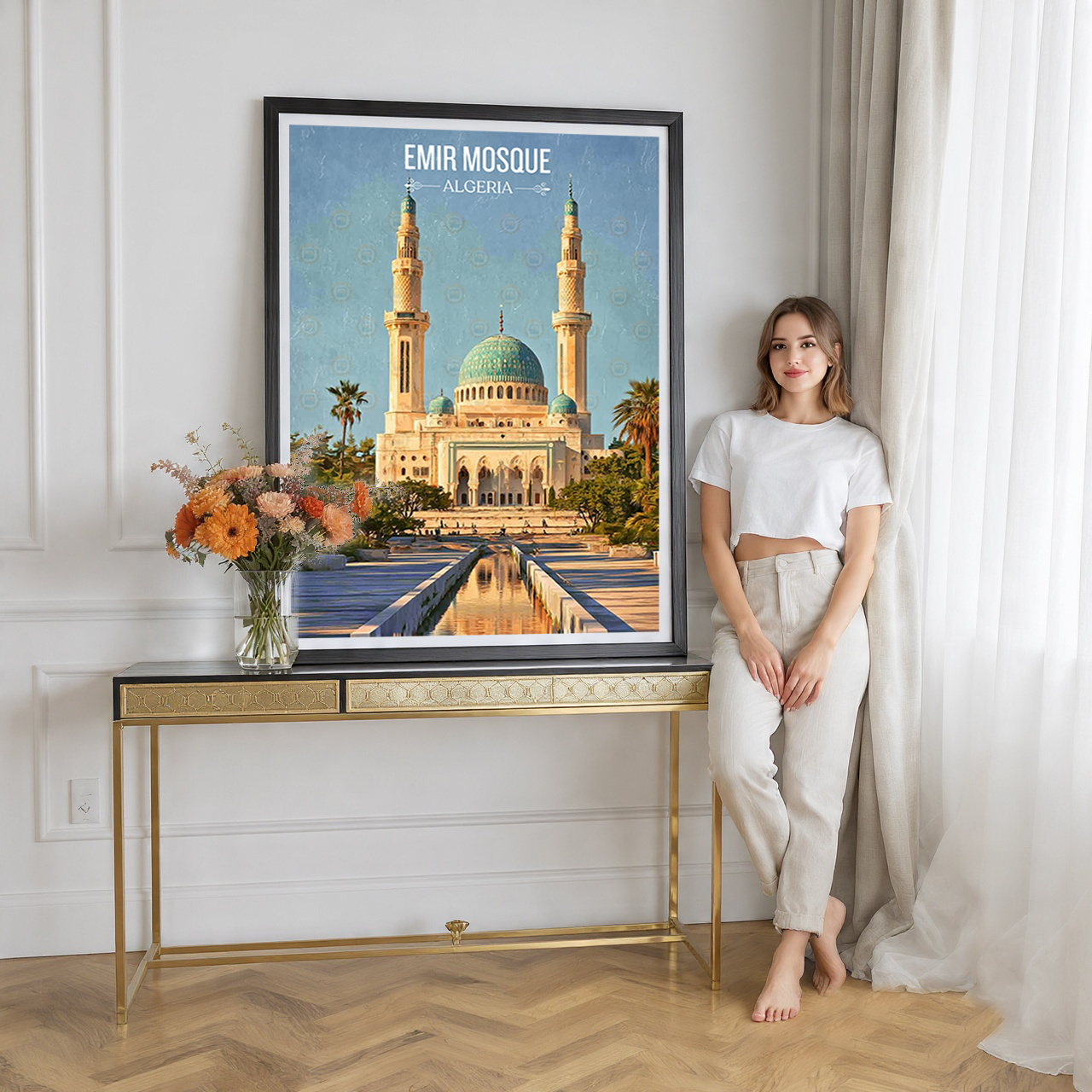 Emir Mosque - Algeria - Travel Poster Vintage Style Wall Art Print - Art Print - Travel Art Poster