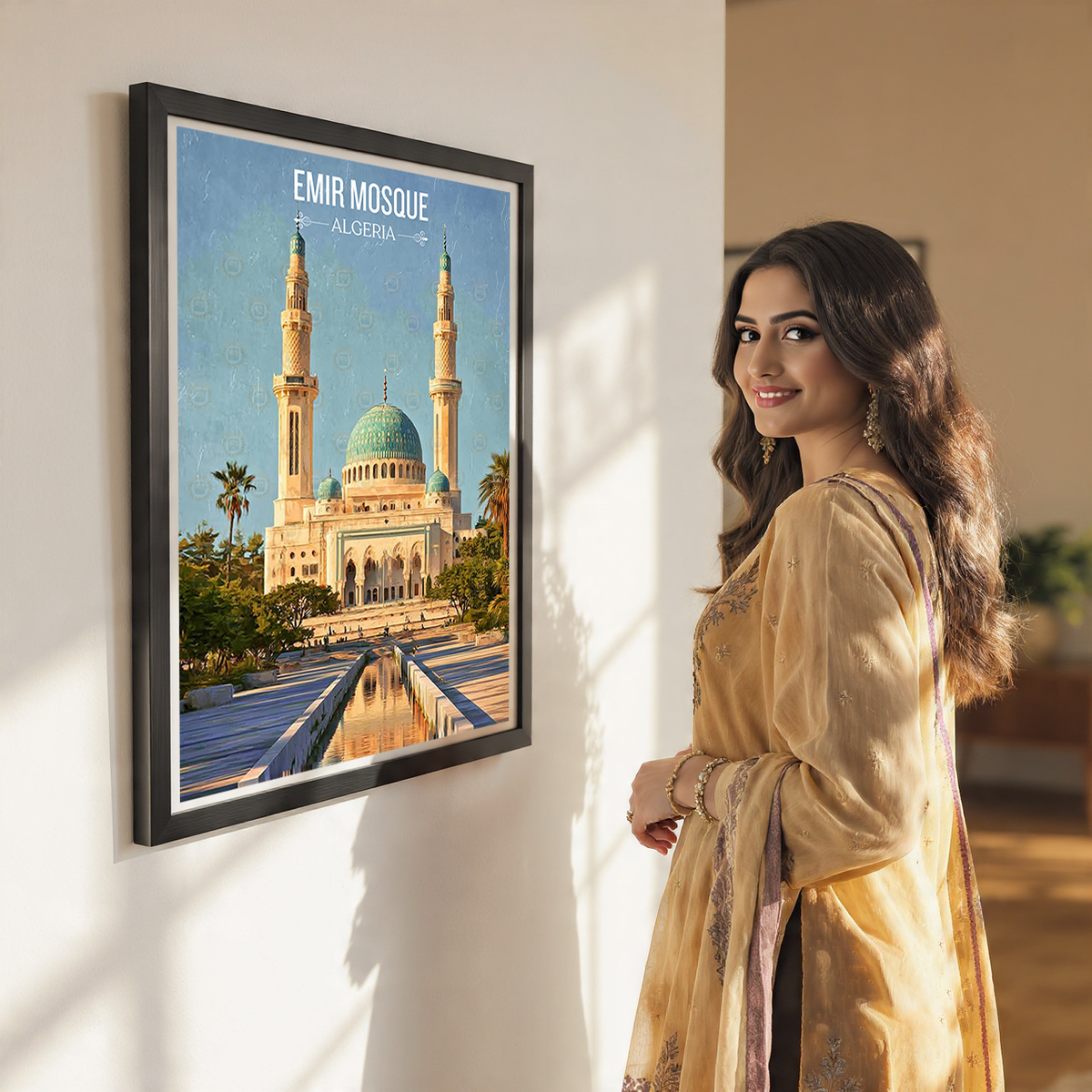 Emir Mosque - Algeria - Travel Poster Vintage Style Wall Art Print - Art Print - Travel Art Poster