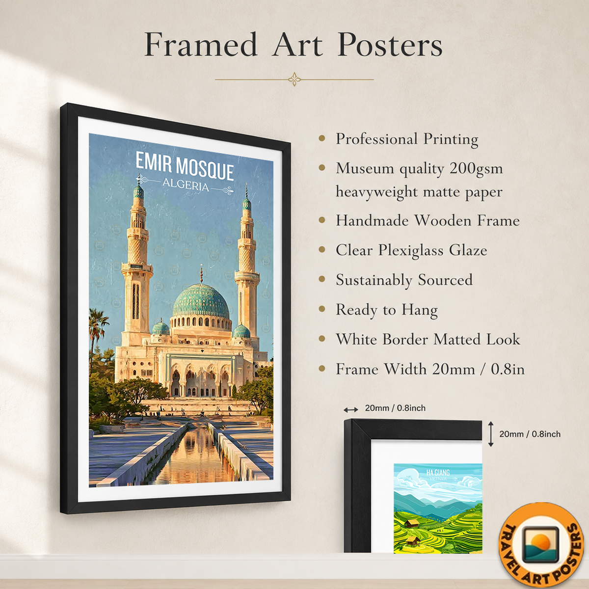 Emir Mosque - Algeria - Travel Poster Vintage Style Wall Art Print - Art Print - Travel Art Poster
