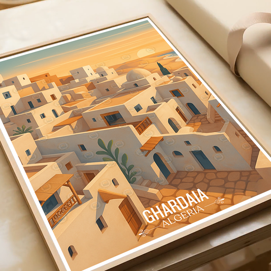 Ghardaia - Algeria - Travel Poster Vintage Style Wall Art Print - Art Print - Travel Art Poster