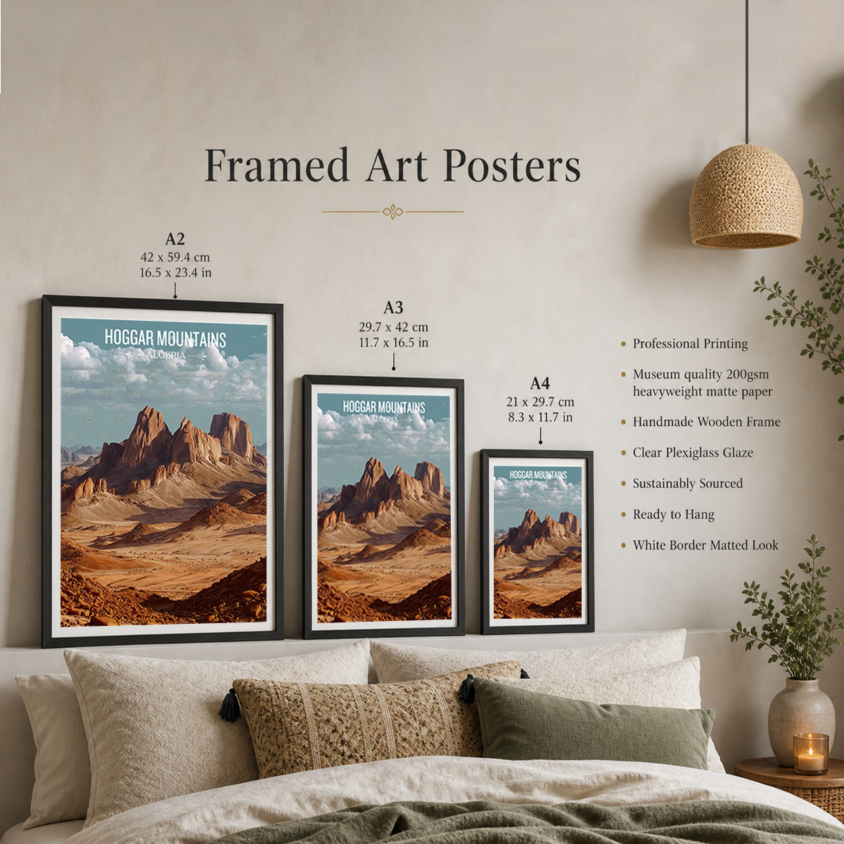 Hoggar Mountains - Algeria - Travel Poster Vintage Style Wall Art Print - Art Print - Travel Art Poster