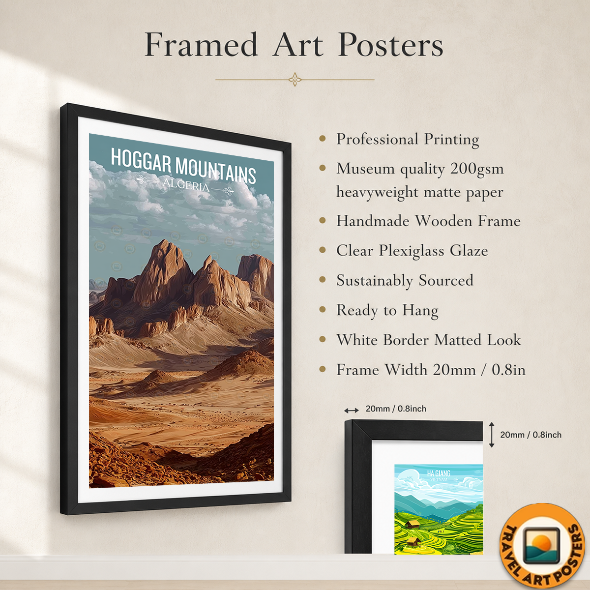 Hoggar Mountains - Algeria - Travel Poster Vintage Style Wall Art Print - Art Print - Travel Art Poster