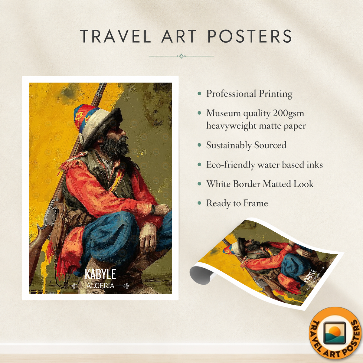Kabyle Leqbayel - Algeria - Travel Poster Vintage Style Wall Art Print - Art Print - Travel Art Poster
