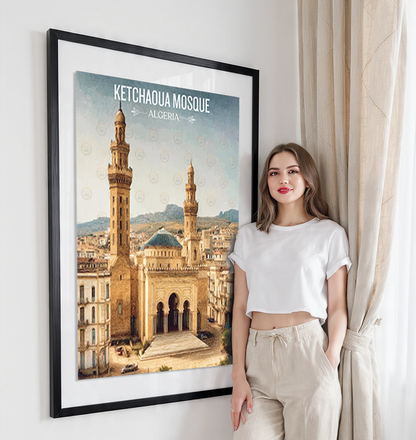 Ketchaoua Mosque - Algeria - Travel Poster Vintage Style Wall Art Print - Art Print - Travel Art Poster